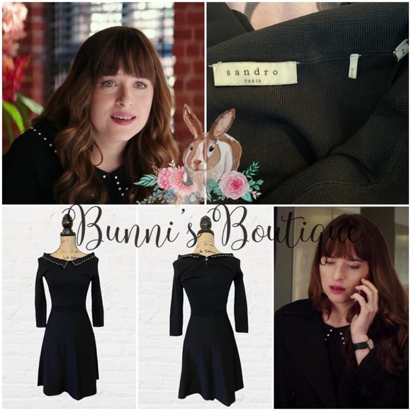 Anastasia Steele's Sandro Rocket Embellished Skater Dress Sz 2 - Picture 8 of 9